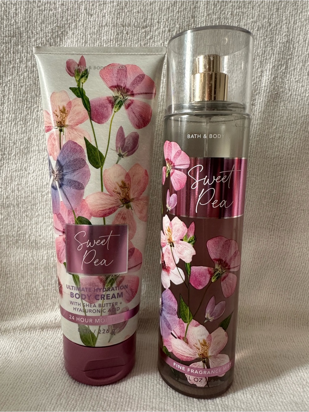 Bath & Body Works Sweet Pea Hydrating Body Cream & Fragrance Mist - Pink